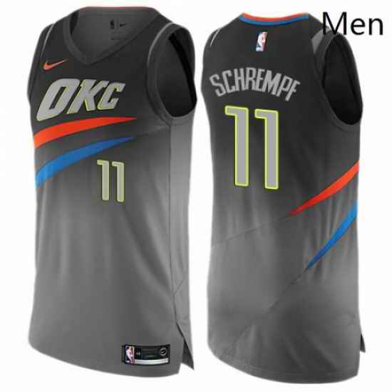 Mens Nike Oklahoma City Thunder 11 Detlef Schrempf Authentic Gray NBA Jersey City Edition